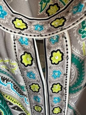 Beaded Floral Tunic with Turquoise & Lime Accents
